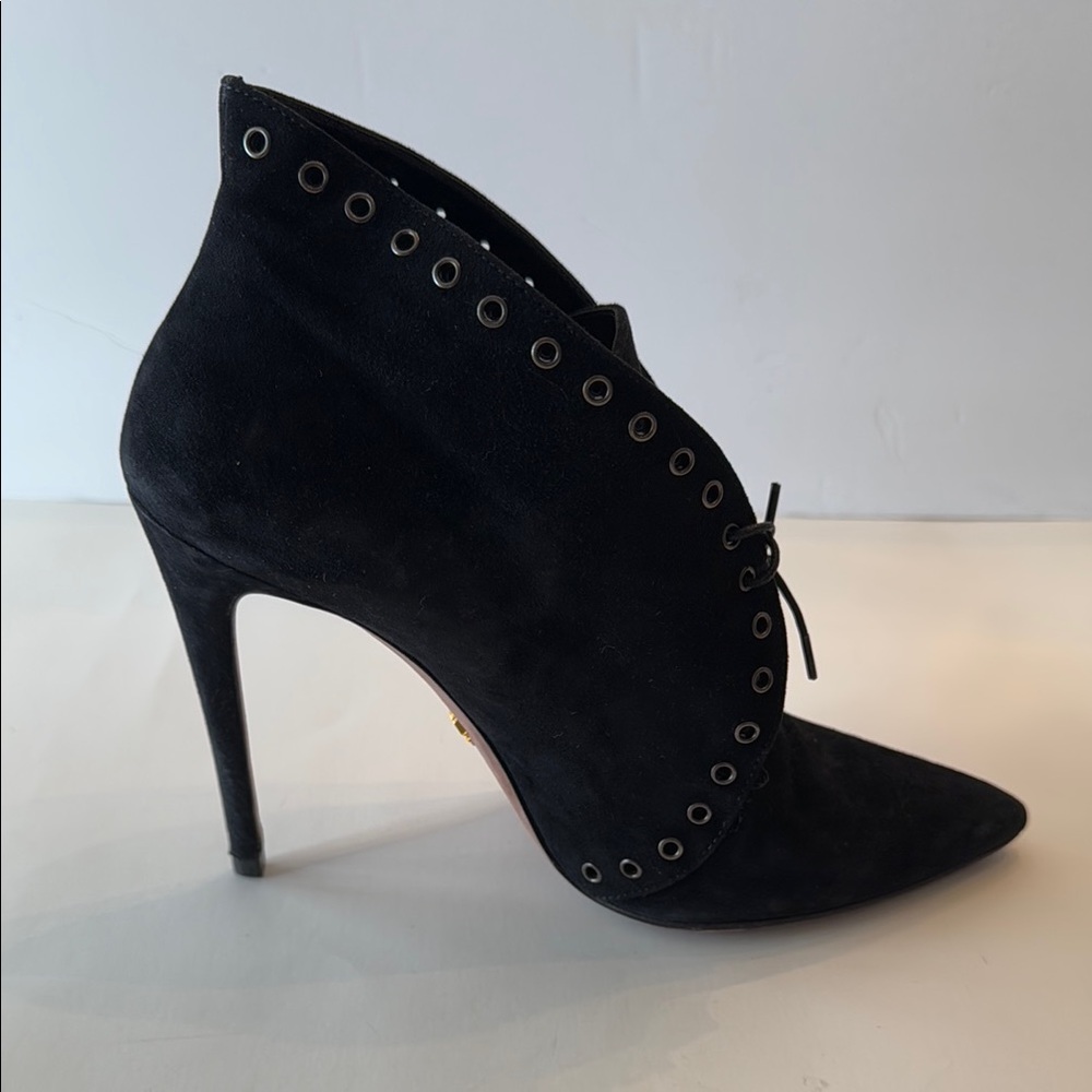 Prada Black Suede Stiletto Ankle Boots - Picture 6 of 9